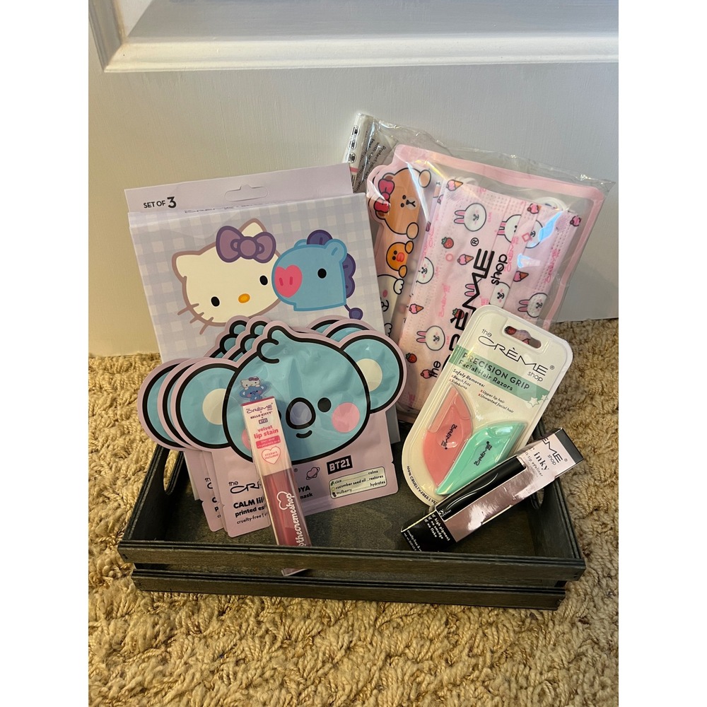 The Creme Shop Hello Kitty BT21 Line Friends Beauty Bundle Masks Lip Stain Liner